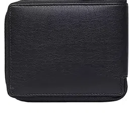 friendskart Men's Leather Wallet, Zipper Closure, Multiple Card Slots, (Black)-picture-18