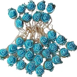 peaches & pink Flower Maang Tikka Jewellery for Wedding/Baby Shower/Haldi/Mehandi/Party - (Pack of 30)-picture-46