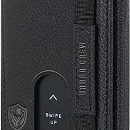 urban crew Smart Slim Wallet for Men – RFID Blocking Leather Card Holder with Swipe-Up Slot & Elastic Strap – Minimalist Front Pocket Wallet (Black)-picture-51