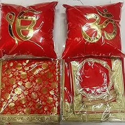 Shukrana Blessings Jai Guru Ji Chola Set with Guruji Blessings Print | Decorative Cushion Covers & Divine Rumala for Pooja, Mandir, Spiritual Gifts & Religious Decor - 14 Piece Set (Red)-image-62
