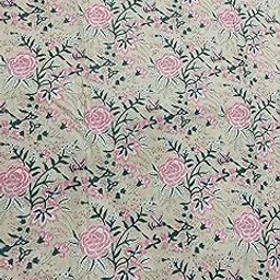 Pure Cotton Dress Making Fabric Sanganeri Print Jaipuri Hand Block Printed Unstitched Dress Material for Women Blouse/Plazzo,Kurti/Lehenga/Saree/Piece Womens 43" Inches Width (Peach 2, 2.5 Meter)-picture-56