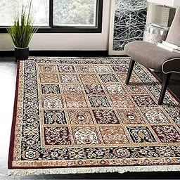 Sifa Carpet® Floral Design Soft Acrylic Rectangular Carpet for Living Room- 5x7 Feet (Brown Color 150x200 CM)-image-55