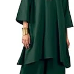 inweave DARK GREEN V NECK LONG FULL SLEEVE KURTA PALAZZO SET-picture-10