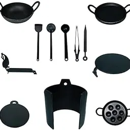 Himavat Pure Iron Miniature Kitchen Set, Cooking and Pretend Play Set for Kids (Pack-12)-picture-60