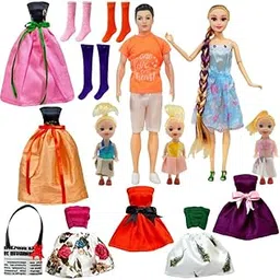 BABRO - Couple Doll Set for Girls | Doll Set with 3 Baby Doll, 6 Different Type Dresses, 3 Pair Socks & 1 Bag-picture-22