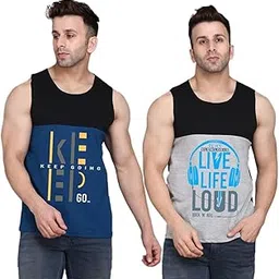 slowloris Loud BlackGrey/Keep Black Printed Combo Cotton Gym Vest Pack-picture-51