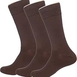 queery Men's Brown Solid Organic Cotton Formal Socks 3 Pair (Free Size)-picture-21