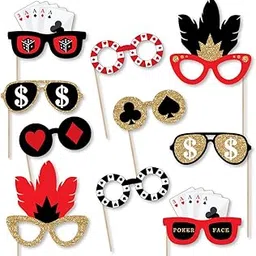 Festiko® Las Vegas Glasses - Paper Card Stock Casino Party Photo Booth Props Kit - 10 Count-picture-17