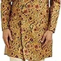 manyavar Men's Viscose Blend Floral Print Kurta Set (2pcs)-picture-27