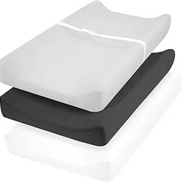 David's Kids 3 Pack Changing Pad Cover Set, Ultra Soft Unisex Microfiber Diaper Change Table Sheets for Baby Boys and Girls, White & Light Grey & Black-picture-23