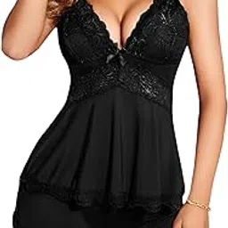 kellberry Women Pajama Set Cotton Cami Shorts Set Lace Nightwear Sleepwear Babydoll Solid Cotton Blend Nightsuit Co-ord Set Short Cute Pajama & Top Night Dress-picture-45