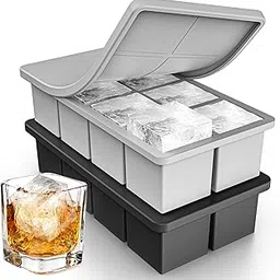 Silicone Large Ice Cube Tray for Whiskey, Lxndaser 2 Pack Square Ice Cube Molds, 2 Inch Big Silicone Old Fashioned Ice Tray, Leakproof Stackable Ice Trays With Lid for Freezer, Cocktails, Iced Coffee-image-25