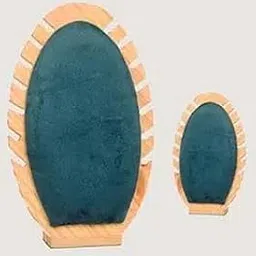 Wooden Necklace Display Stand with PU Leather Soft Mat, Detachable Oval Tabletop Jewelry Display Boards for 12 Necklaces, Bamboo Necklace Organizer Holder, 10.4x6.3x2.8 Inches (White) (green radium)-image-1