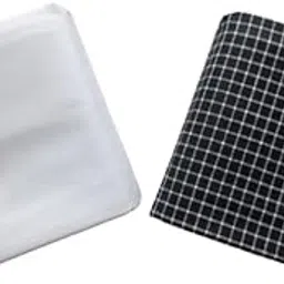 Combo Pack of 2 Unstiched Multicolor Black checked & Solid White Formal Shirt Fabric Dress Material for Men's/Boy's Fashion, Size - 2.50 Meter Each-picture-11