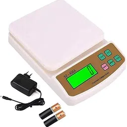 Digital Kitchen Weighing Scale for Shop and Home Electronic Weight Machine with Adapter LCD Display Screen Scale For Kitchen Scales, Vegetable Shop - SF-400A 1g x 10kg - (White) image 1