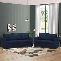 FURNY Mojo 5 Seater Fabric 3+2 Sofa Set for Living Room- Blue-image-52