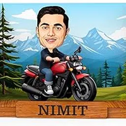 Avataar Studio Personalized Gift for Friends, Brother, BFF, Boyfriend, Father Character Caricature Photo Frame Unique Design Customized Gift for Friends & Family, Motorcycle Rider - 1 (BOX) image 1