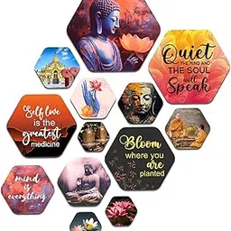 Decor Smart Buddha Wooden Wall Art | Living Room Decoration | Religious Meditation Accent | Home Decor Decorative Artwork | Spiritual Lotus Wall Hanging | Yoga Sticker Panel (WPS_203)-picture-21