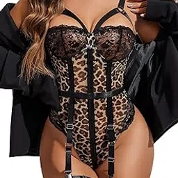 ssoshhub Women Lingerie Set Lace Teddy Strap Babydoll Bodysuit Bikini with Garter Belt One Piece Lingerie Naughty Strappy Lingerie-picture-48