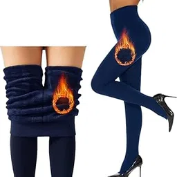 lebami Fleece Lined Stockings for Women Stretchy Solid High Waisted Tights Winter Warm Thick Thermal Pants-picture-10