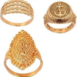 handicraft kottage Ethnic 18k Gold Plated Brass Ring for Women And Girls (HK-3Ring Combo_2022-22)-picture-37
