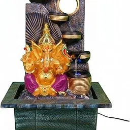 Lord Ganesh Water Fountain for Home & Office – Cascading Flowing Fountain with LED Lights | Decorative Ganpati Idol Showpiece | Vastu & Gift Item |-picture-29