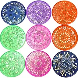 Avanti Creations Creation Plastic Rangoli Stencils For Floor Decoration Diwali Rangoli Stencils Diwali Decoration Rangoli Jali 8 Inches Round Pack Of (2)-picture-12