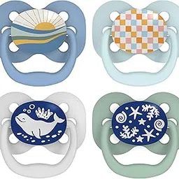 Dr. Brown's Advantage Baby Pacifier, Glow in Dark, Blue Sunrise-Blue Ocean, Silicone, BPA Free, Symmetrical Soother, 0-6 Months, 4 Pack-picture-28