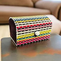 WARMINGO DE 2PC Handmade Small Bamboo Box For Jewellery Gifting Stationary Multipurpose Storage | Ecofriendly Decorative Box For Home Decor | Kids Room Decoration Multicolor (9x6cm)-picture-17