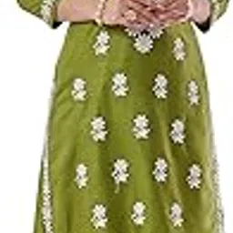 bharvita Women's Cotton Blend Lucknowi Embroidered Chikankari Straight Kurta with Palazzo Pants Set-picture-38