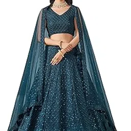 zeel clothing Women's Sequins Thread Embroidered Georgette Lehenga Choli With Dupatta (5124-Blue-Women-Lehenga-Choli-New; Free size) (Blue)-picture-24