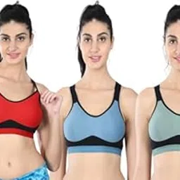 halfspin Women's Cotton Gym Yoga Daily Workout Sport Bra Combo for Girl Pack of 3-picture-52