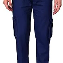 mad over print Blue Cargo Joggers Men-picture-41