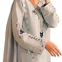 shishkala Women’s Light Blue Embroidered Ethnic Kurta Set with Dupatta | Premium Cotton Blend Traditional Salwar Suit for Weddings & Celebrations-picture-54