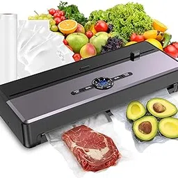 Vacuum Sealer Machine, 80KPA Automatic 8-IN-1 Sealing Dry/Moist Mode, Automatic Seal in 10-20 Seconds with 10 Vacuum Bags & 1 Roll, Built-in Cutter, Bag Storage & Vacuum Hose For Food Sealer-picture-17