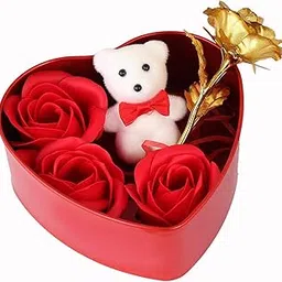 VR CREATIVES Artificial Golden Roses and Teddy & Scented Roses for Valentine Gift for Boyfriend/Girlfriend/Husband-image-10