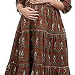zelena Ethnic Cotton Tiered Maternity & Nursing Kurti | 100% Cotton Kurta with Concealed Zip Feeding Access & Pocket | Pregnancy & Postpartum Friendly-picture-47