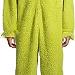 the grinch Men's Fuzzy Plush Warm Holiday Hooded Union Suit Pajamas-picture-23