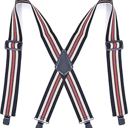 Men's Adjustable Elastic Suspenders with 4 Metal Clips and Back Strap Design-image-8