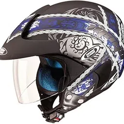 Studds Marshall D4 Open Face Helmet (Matt Black Blue, M)-picture-19