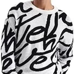 | Cascade | Black and White Full Sleeve Oversized Knitted Sweater for Men-image-65