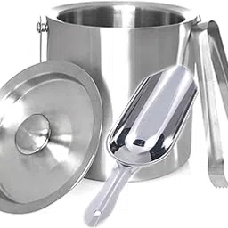 Dynore Stainless Steel 3 Pcs Mini Bar Set/Bar Accessories/Bar Tools/Bar Kit- Ice Bucket, Ice Scoop and Ice Tong Set of 3-image-46