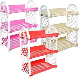 Simply Home Storewell 3 Tier Plastic Multipurpose Storage Organizer-Easy to Fit, Wall Hanging Durable & Lightweight Rack for Kitchen, Bathroom,Kids & Office - | Set of 3 | Pink Yellow RED-image-96