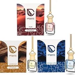 Swing Prime Car Perfume Hanging Pod-Musk, Sandalwood & Cool aqua Water -Pack 3| Car Air Freshener |Natural Essential Fragrance Oils in Glass Bottle with Wooden Diffuser Lid |Last Upto 60 Days-image-57