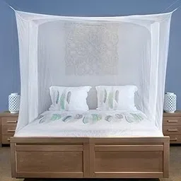 Neruti Enterprise Mosquito Net for Double Bed 6x6.5 Square Machardani Polyester White Insect Protection-picture-14