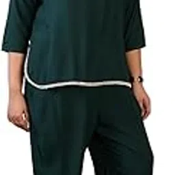 globus Gloplus Women Round Neck Solid Plus Size Top & Trousers Co-Ord Set-picture-23