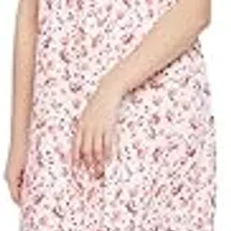 clovia Women's Rayon Pretty Florals Long Night Dress in White-picture-49