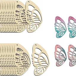 24 Pcs (2.5x2inch)Wood Earring Blanks for Women Unfinished Butterfly Earrings for Jewelry Making Blank Earring Pendant Mdf Cutouts For Art And Craft For Resin Art, Mandala Art, Pyrography, Painting Best for creation and decoration-image-21