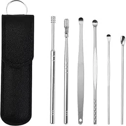 Cusine Ear Cleaning Kit Medical-Grade Stainless Steel Ear Cleaner Wax Removal Tool Kit, 6 Piece Set with Storage Case, Professional Reusable Ear Cleaning Tools, Silver-image-8