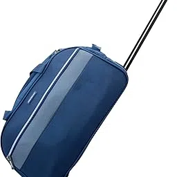 vip DFT Cabin Size Duffle Trolley Bag | Lightweight, Durable, 2-Wheel Travel Duffle with Telescopic Trolley Handle | Compact and Spacious Travel Bag (Navy Blue)-picture-13